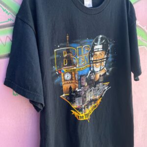 FRUIT OF THE LOOM 1990S DEADSTOCK BIG BEN PITTSBURGH STEELERS BEN ROETHLISBERGER T-SHIRT in BLACK