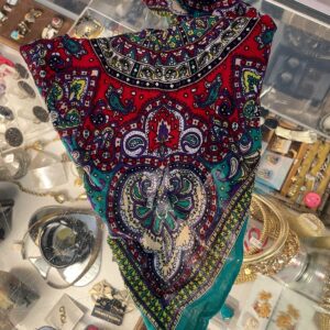 *AS-IS* COLORFUL PAISLEY BANDANA *SMALL RIP in TEAL, PURPLE, RED
