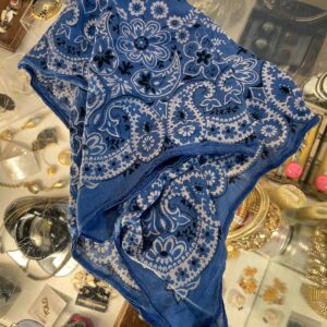 PRETTY! PERFECTLY FADED BLUE GAUZY 100% COTTON BANDANA - MADE IN USA in BLUE, WHITE