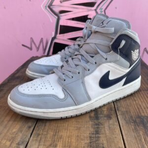 NIKE NIKE AIR JORDAN 1S WHITE / WOLF GREY-NAVY BASKETBALL SNEAKERS DQ8426-104 in WHITE, GRAY, BLUE