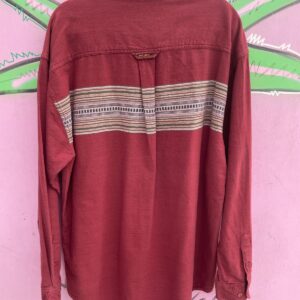 BAY CREEK 1990S COTTON WOVEN PANEL LONG SLEEVE BUTTON DOWN in MAROON