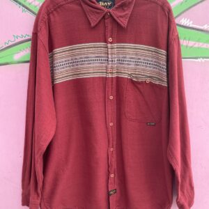 BAY CREEK 1990S COTTON WOVEN PANEL LONG SLEEVE BUTTON DOWN in MAROON