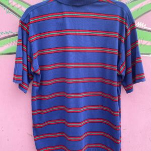 CHANDLER 1990S BLUE STRIPED POLO SHIRT in BLUE, RED