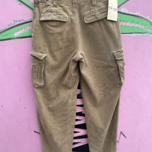 J CREW 1990S MADE IN HONG KONG! HEAVY CORDUROY CARGO PANTS in TAN