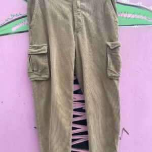 J CREW 1990S MADE IN HONG KONG! HEAVY CORDUROY CARGO PANTS in TAN