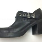 CUTE!! 1990S CHUNKY SQUARE TOE EYELET STRAP BUCKLED BOOTIES- MADE IN BRAZIL