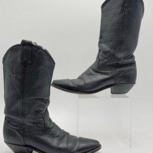 1980S SUPER SOFT BLACK LEATHER WESTERN COWBOY BOOTS MADE IN USA in BLACK
