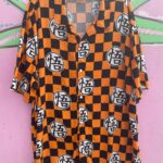 COOL! CHECKERED DRAGON BALL Z SHORT SLEEVE BUTTON DOWN SHIRT