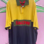 SNOW BEACH STYLE COLORBLOCK QUARTER ZIP COLLARED T-SHIRT