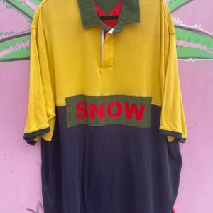 SNOW BEACH STYLE COLORBLOCK QUARTER ZIP COLLARED T-SHIRT in YELLOW, BLUE