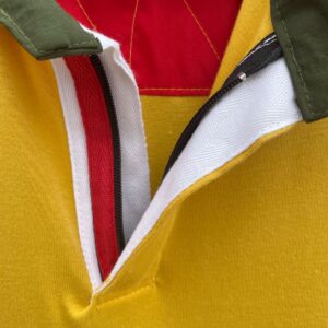 SNOW BEACH STYLE COLORBLOCK QUARTER ZIP COLLARED T-SHIRT in YELLOW, BLUE