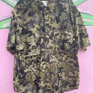 REMINGTON REMINGTON MOSSY OAK REALTREE PRINT BUTTON UP HUNTING SHIRT in GREEN, BROWN, BLACK