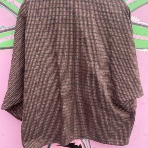 ANASTASIA PARIS 1990S MADE IN HK | WOVEN FABRIC DOLMAN 3/4 SLEEVE BUTTON DOWN BLOUSE, POP COLOR INTERIOR in PURPLE, TAN