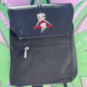 *AS-IS* CUTE! EMBROIDERED BETTY BOOP NYLON MINI BACKPACK in BLACK