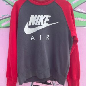 NIKE CLASSIC NIKE FRONT LOGO 2-TONE RAGLAN SWEATSHIRT in RED, GREY