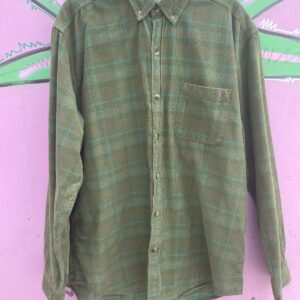 TERRITORY AHEAD NICE! GRID PLAID CORDUROY SHIRT in GREEN, BLUE