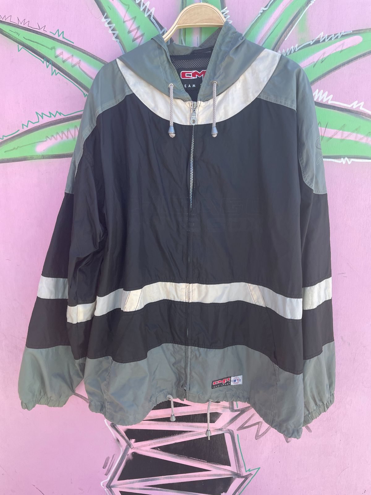 CMP *AS-IS* WHITE SOX COLOR BLOCK WINDBREAKER JACKET in BLACK, GREY