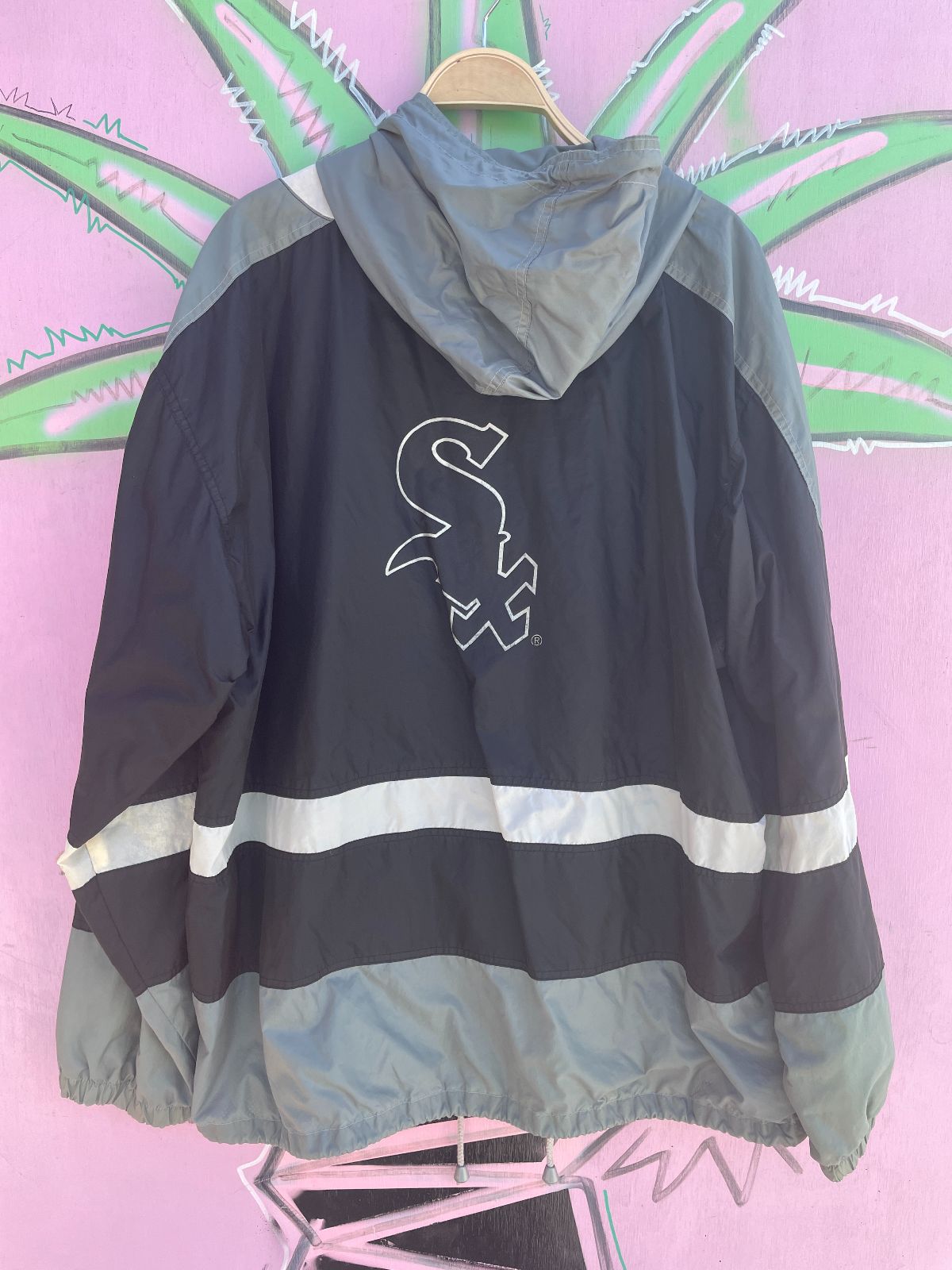 CMP *AS-IS* WHITE SOX COLOR BLOCK WINDBREAKER JACKET in BLACK, GREY