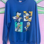 AS-IS 1990S FADED DONALD DUCK GRAPHIC SWEATSHIRT EMBROIDERED LOGO