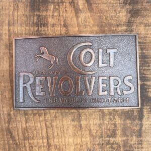 COLT REVOLVERS COPPER BELT BUCKLE in BROWN, GRAY