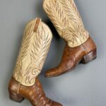 *AS-IS* 2-TONE LIZARD PANELED ALMOND TOE COWBOY BOOTS