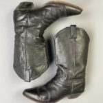 1980S SUPER SOFT BLACK LEATHER WESTERN COWBOY BOOTS MADE IN USA