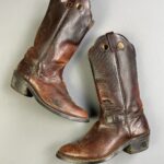 *AS-IS* HEAVY ESPRESSO OILED LEATHER WESTERN COWBOY BOOTS