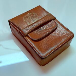 MADE IN ECUADOR SMALL LEATHER FOLD TOP CIGARETTE CASE - U.S. ARMY in COGNAC