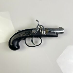 *AS-IS* BLACK METAL ANTIQUE REPLICA PISTOL DECORATIVE COLLECTIBLE WEAPON LIGHTER - MADE IN JAPAN in BLACK, SILVER