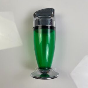 RITEPOINT CO. *AS-IS* GREEN BODY CLEAR ACRYLIC TABLE TOP LIGHTER SILVER METAL TOP in GREEN