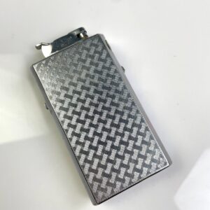 1960S FLORAL & GEOMETRIC ETCHED DESIGN METAL LIGHTER & CIGARETTE CASE COMBO in SILVER