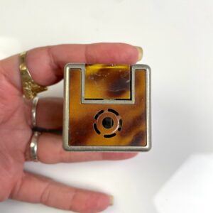 KING STAR 1950S-60S MADE IN JAPAN  METAL TORTOISE DESIGN COLLECTIBLE CUBE SHAPED TABLETOP LIGHTER in BROWN