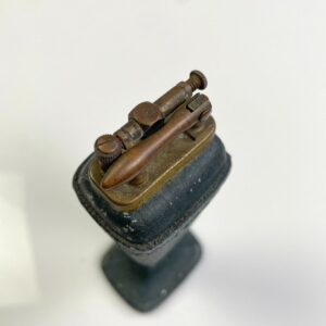ANTIQUE TROPHY COLLECTIBLE TABLETOP LIGHTER DECORATIVE BASE, BRASS HARDWARE in BLACK