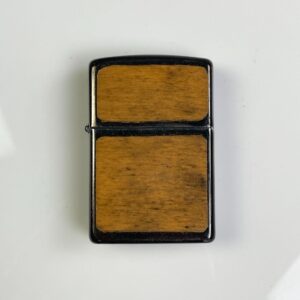 ZIPPO *AS-IS* RARE NATURAL WOOD GRAIN PANELED ZIPPO LIGHTER - MADE IN USA in BROWN, GUNMETAL
