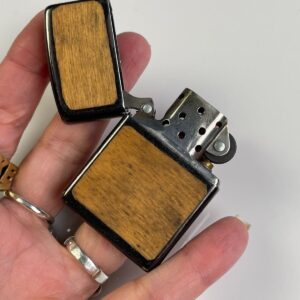 ZIPPO *AS-IS* RARE NATURAL WOOD GRAIN PANELED ZIPPO LIGHTER - MADE IN USA in BROWN, GUNMETAL