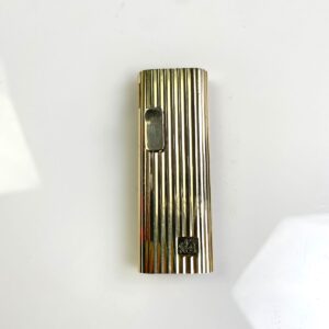 COLIBRI 1950S MADE IN JAPAN SLENDER LINED METAL REFILLABLE ELECTRONIC LIGHTER, MONOGRAMMED DETAIL in GOLD