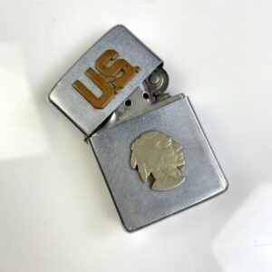ZIPPO *AS-IS* 2-TONE US MILITARY BUFFALO NICKEL INDIAN HEAD COLLECTIBLE METAL ZIPPO LIGHTER in SILVER
