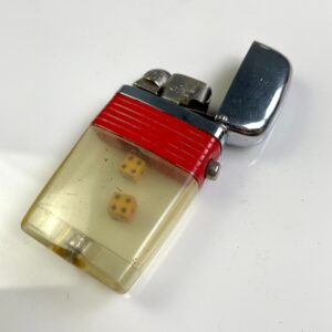 SO COOL!  MINI BAKELITE DICE CLEAR ACRYLIC NOVELTY LIGHTER - MADE IN CANADA in CLEAR, RED, BLACK