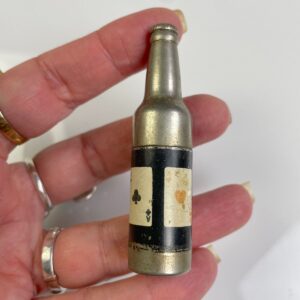 *AS-IS* SO COOL! METAL BOTTLE HOLDER W/ PLAYING CARD WRAPPER DESIGN NOVELTY LIGHTER!