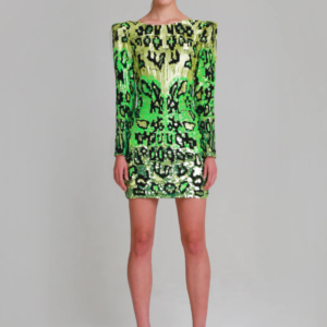 ALLA BERMAN INSANE! L.A. BRAND FULLY SEQUINED & BEADED MINI DRESS in GREEN, YELLOW, BLACK