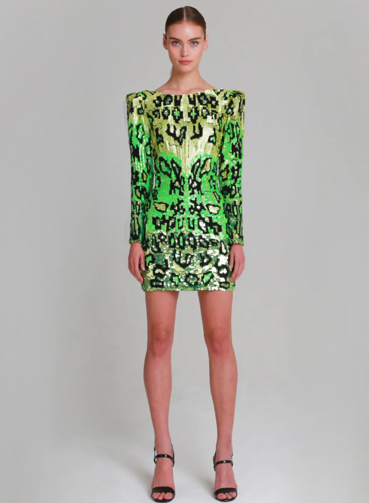 ALLA BERMAN INSANE! L.A. BRAND FULLY SEQUINED & BEADED MINI DRESS in GREEN, YELLOW, BLACK