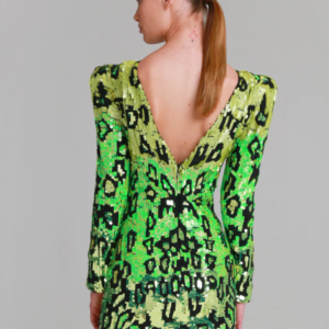 ALLA BERMAN INSANE! L.A. BRAND FULLY SEQUINED & BEADED MINI DRESS in GREEN, YELLOW, BLACK