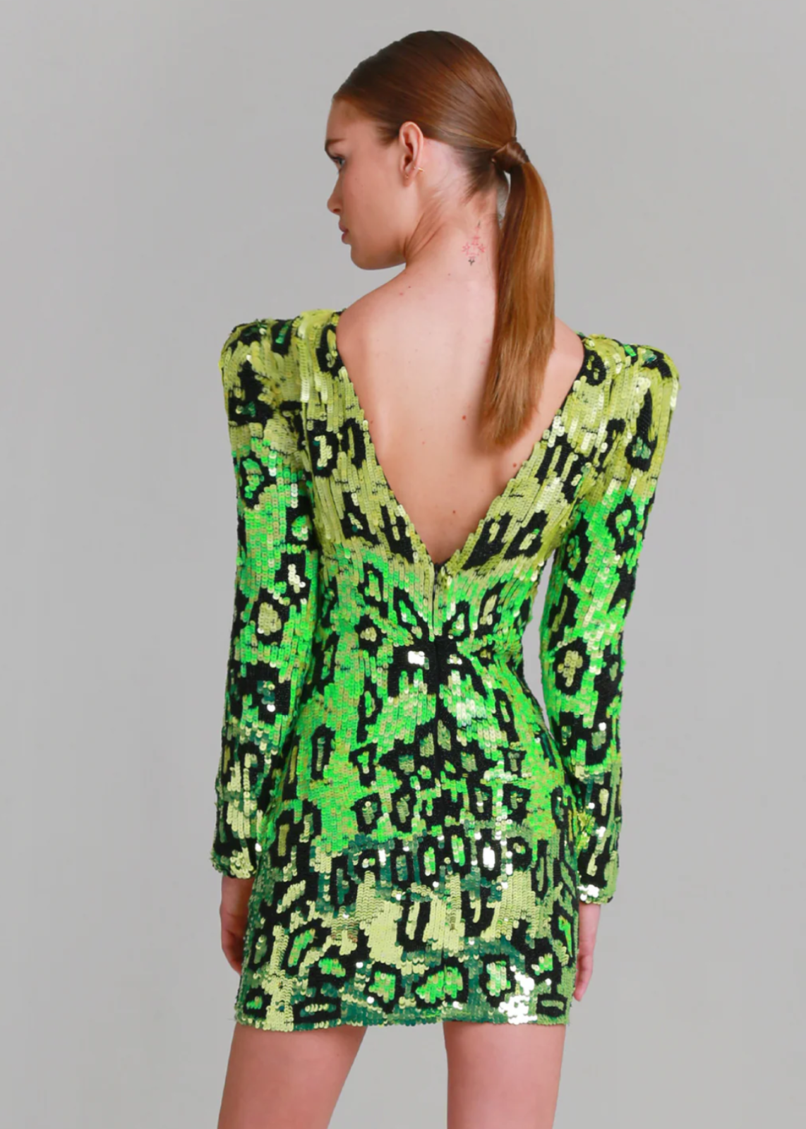 ALLA BERMAN INSANE! L.A. BRAND FULLY SEQUINED & BEADED MINI DRESS in GREEN, YELLOW, BLACK