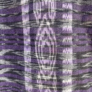 ALTIPLANO COOL! 1990S WOVEN IKAT GUATEMALAN LONG SLEEVE BUTTON DOWN SHIRT in PURPLE, BLACK
