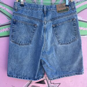 WOODYS DUNGAREES 1990S CLASSIC DENIM LONG CUT SHORTS - JORTS in BLUE
