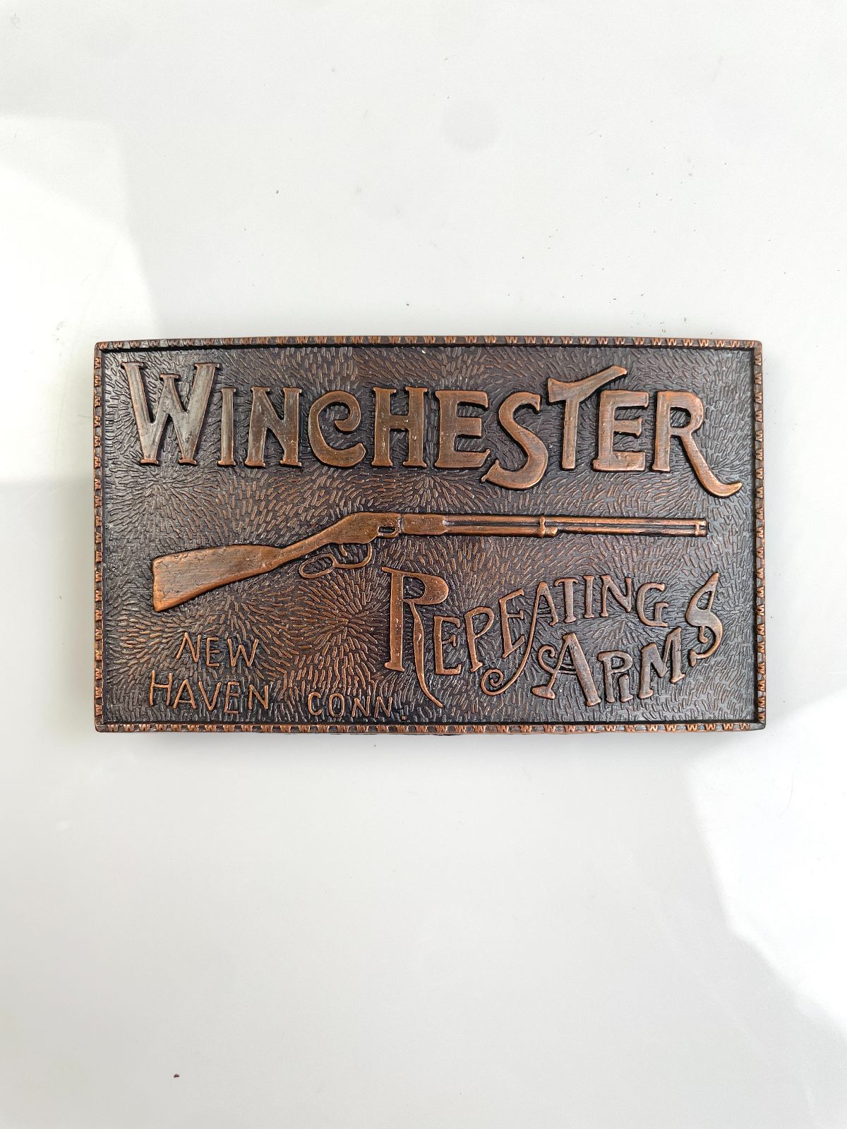 WINCHESTER BRONZE BELT BUCKLE in COPPER