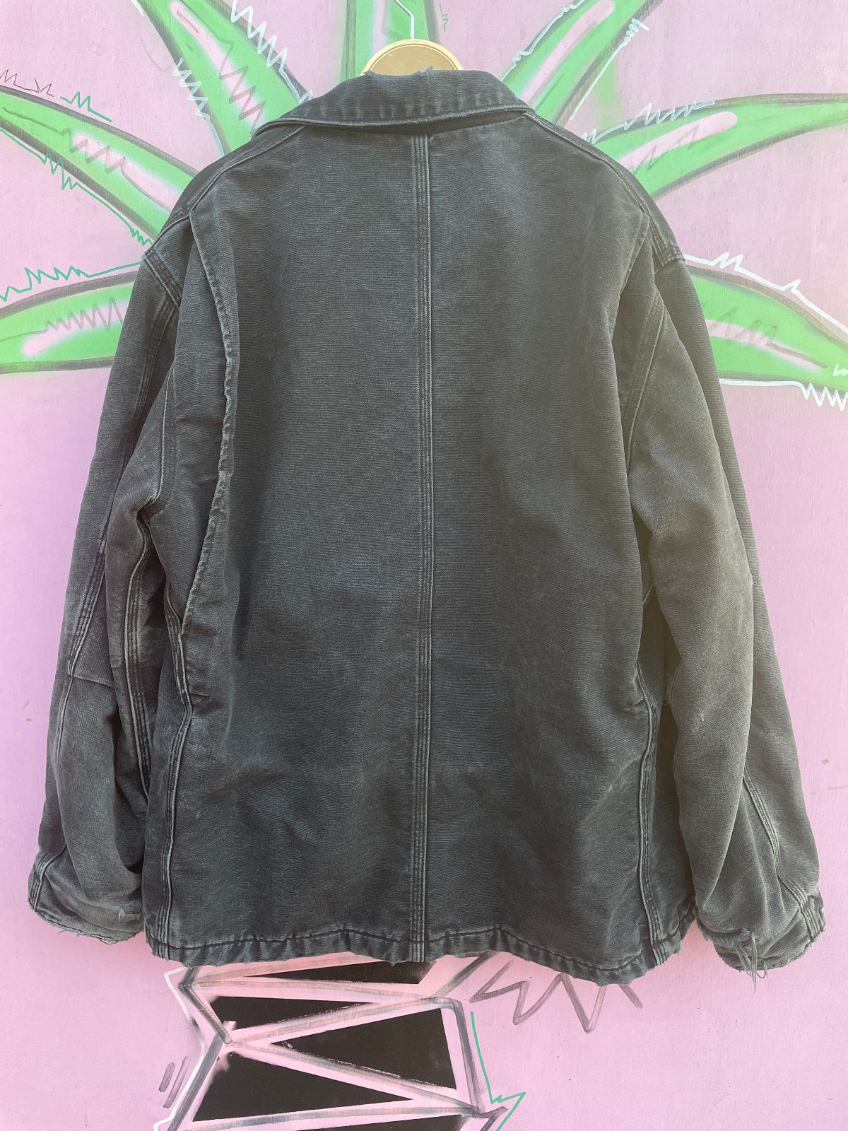 CARHARTT AS-IS DISTRESSED ZIPUP CARHARTT JACKET W/ INNER LINING in BLACK