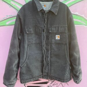 CARHARTT AS-IS DISTRESSED ZIPUP CARHARTT JACKET W/ INNER LINING in BLACK