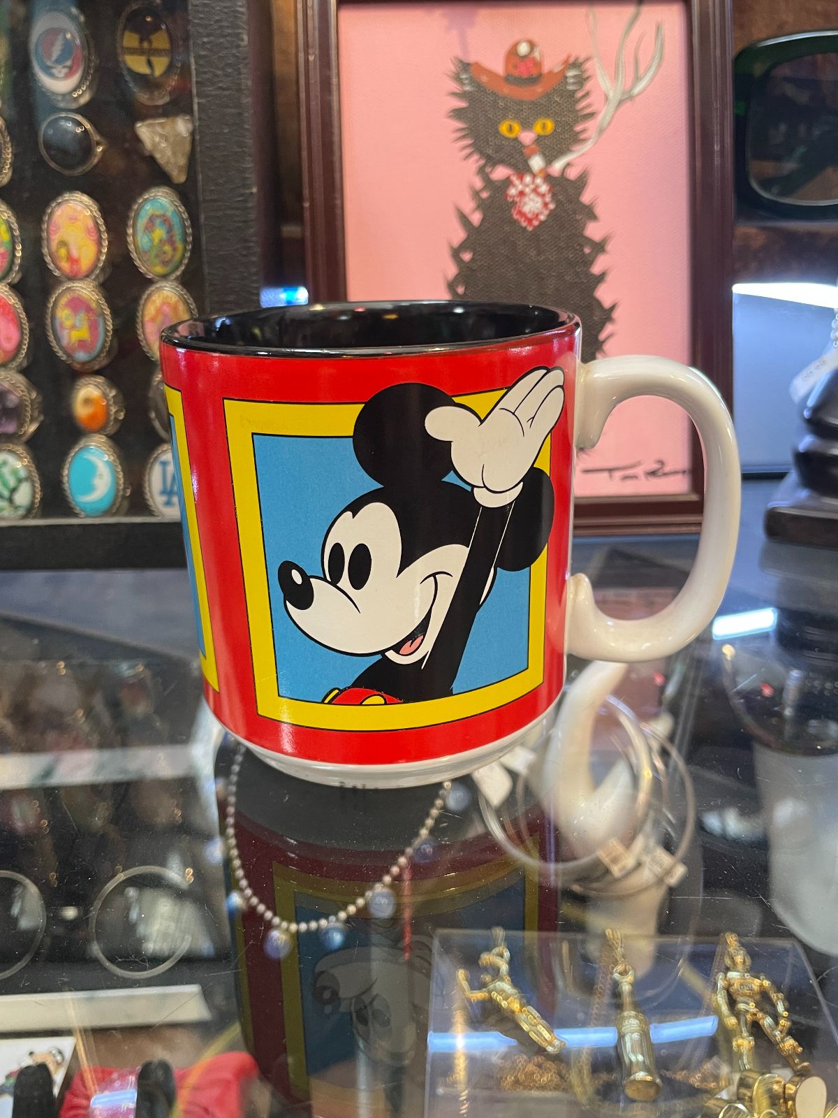 DISNEY MICKEY MOUSE COFFEE MUG MADE IN THAILAND in RED, BLUE, YELLOW