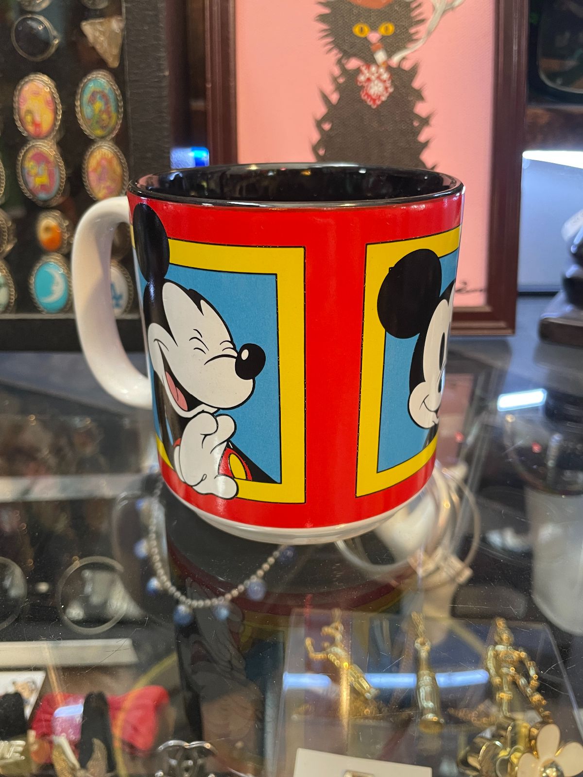 DISNEY MICKEY MOUSE COFFEE MUG MADE IN THAILAND in RED, BLUE, YELLOW